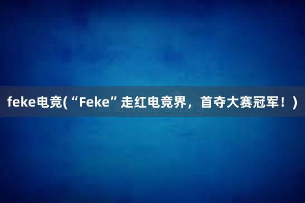 feke电竞(“Feke”走红电竞界，首夺大赛冠军！)