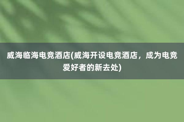 威海临海电竞酒店(威海开设电竞酒店，成为电竞爱好者的新去处)