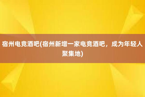 宿州电竞酒吧(宿州新增一家电竞酒吧，成为年轻人聚集地)