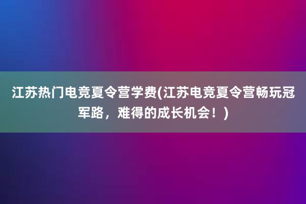 江苏热门电竞夏令营学费(江苏电竞夏令营畅玩冠军路，难得的成长机会！)