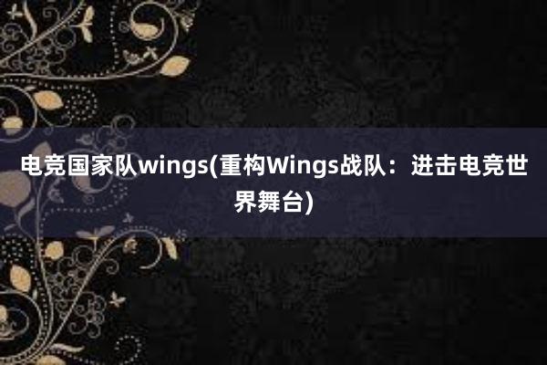 电竞国家队wings(重构Wings战队：进击电竞世界舞台)