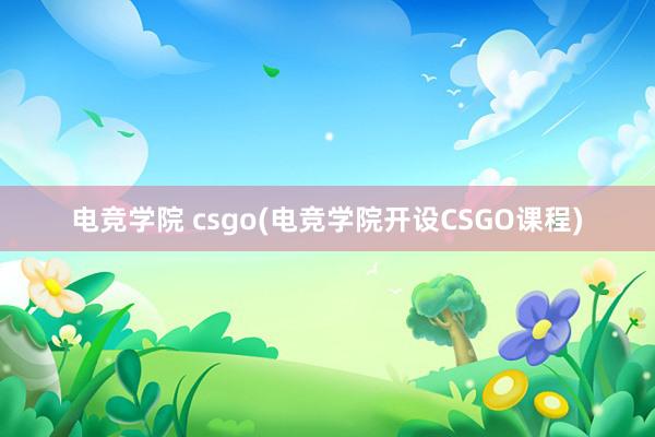 电竞学院 csgo(电竞学院开设CSGO课程)