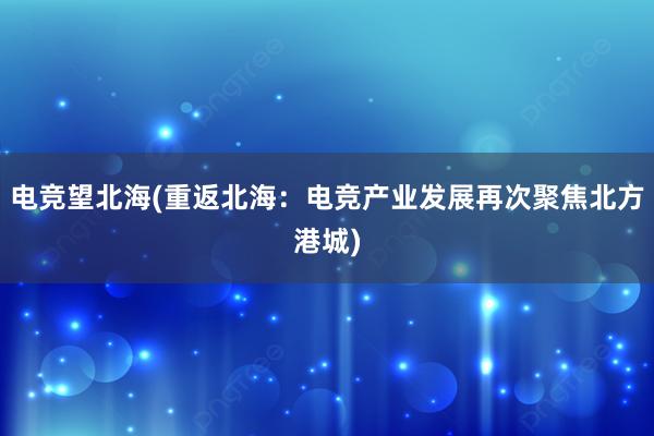 电竞望北海(重返北海：电竞产业发展再次聚焦北方港城)