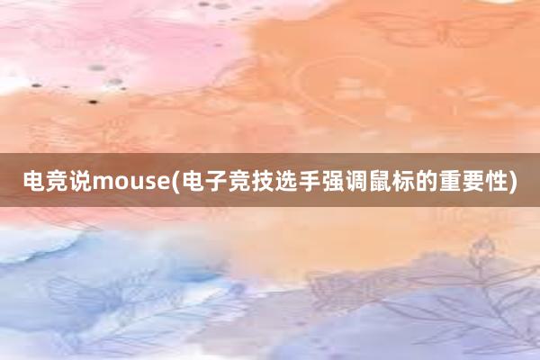 电竞说mouse(电子竞技选手强调鼠标的重要性)