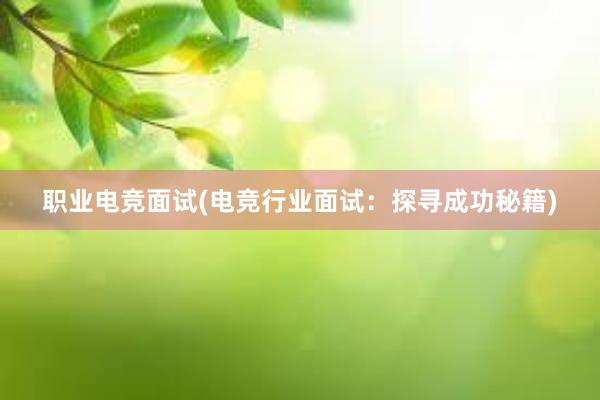 职业电竞面试(电竞行业面试：探寻成功秘籍)