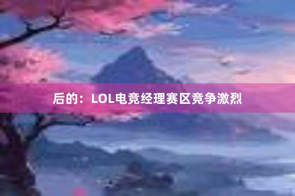 后的：LOL电竞经理赛区竞争激烈