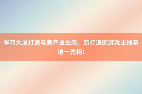 华普大厦打造电竞产业生态，新打造的游戏主播基地一亮相！