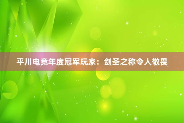 平川电竞年度冠军玩家：剑圣之称令人敬畏