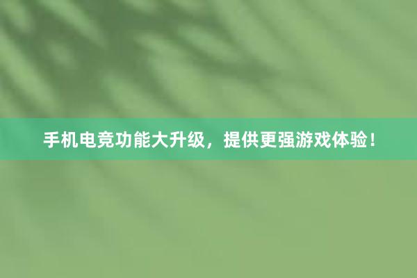 手机电竞功能大升级，提供更强游戏体验！