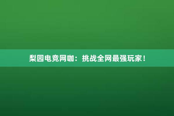 梨园电竞网咖：挑战全网最强玩家！