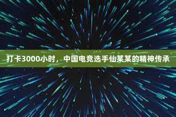 打卡3000小时，中国电竞选手仙某某的精神传承